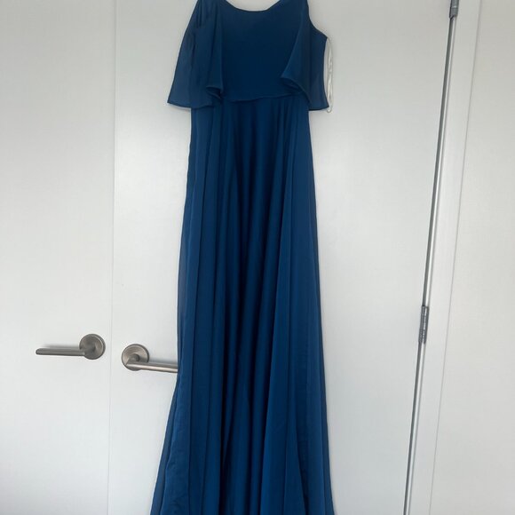Halston Heritage Blue Chiffon Dress Size 0 - Picture 3 of 4